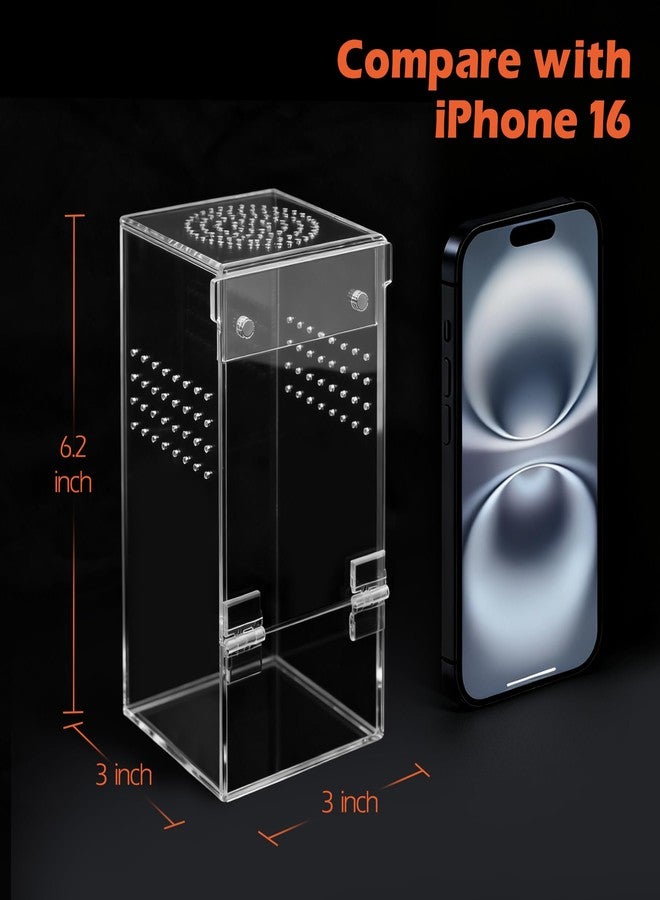 AZV Jumping Spider Enclosure Escape Proof Praying Mantis Habitat Arboreal Tarantula Terrarium with Magnetic Opening Door Baby Spider House Fully Transparent Acrylic Reptile Tank Insect Cage Bug Cribs - Image 5